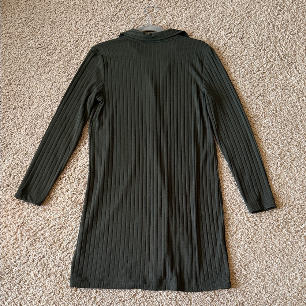 LOFT Ribbed Button-Down Shirt Dress - Picture 3 of 5